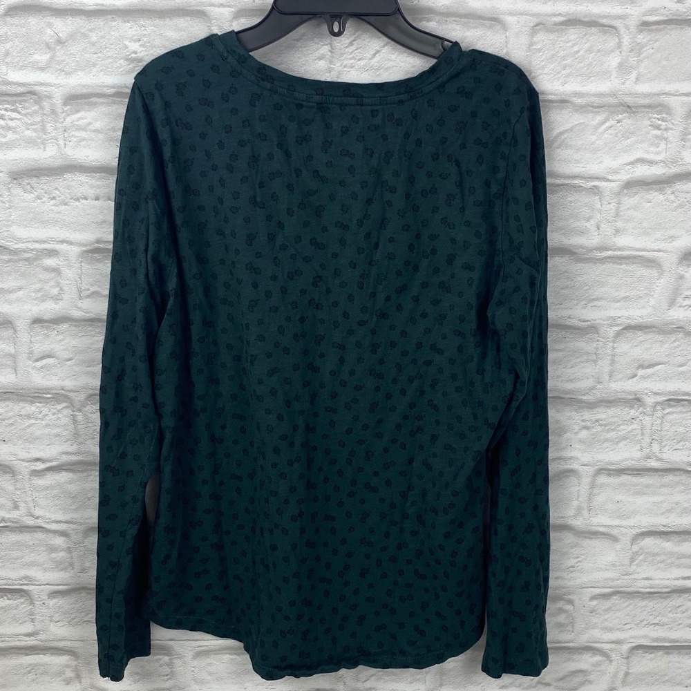 Sonoma Goods for Life Womens M Dark Green Floral Long Sleeve Cotton T-Shirt